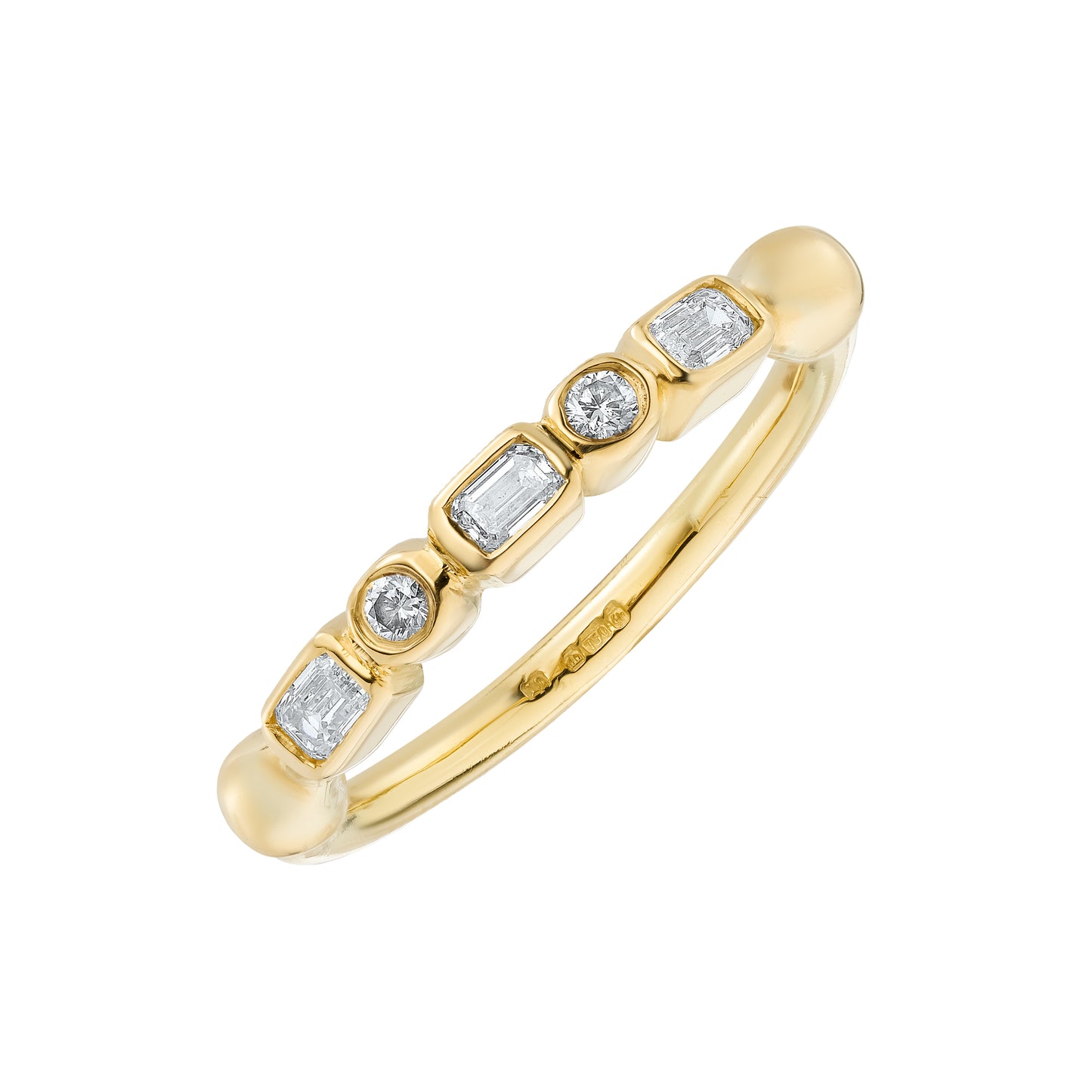 Emerald and Brilliant Cut Diamond Half Eternity Ring