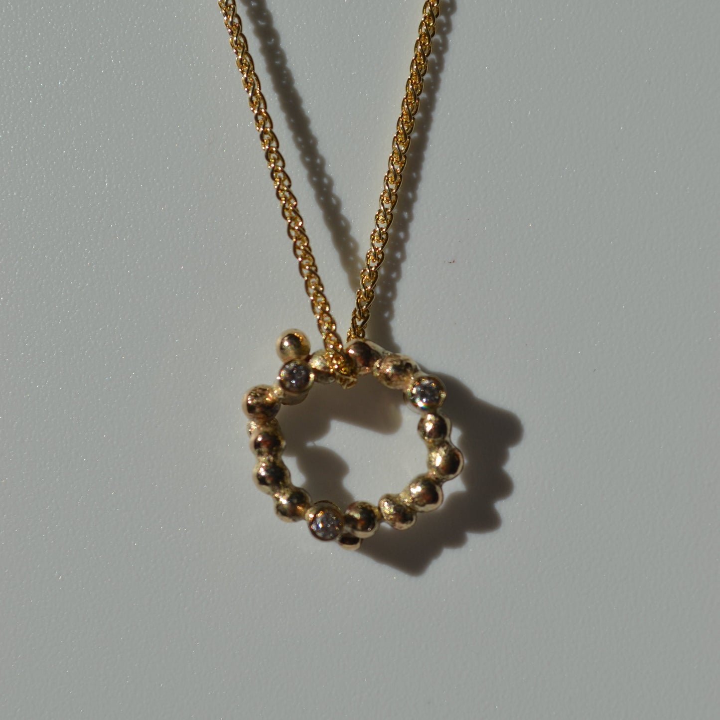 Diamond double sided Orbit Pendant with T-Bar Necklace