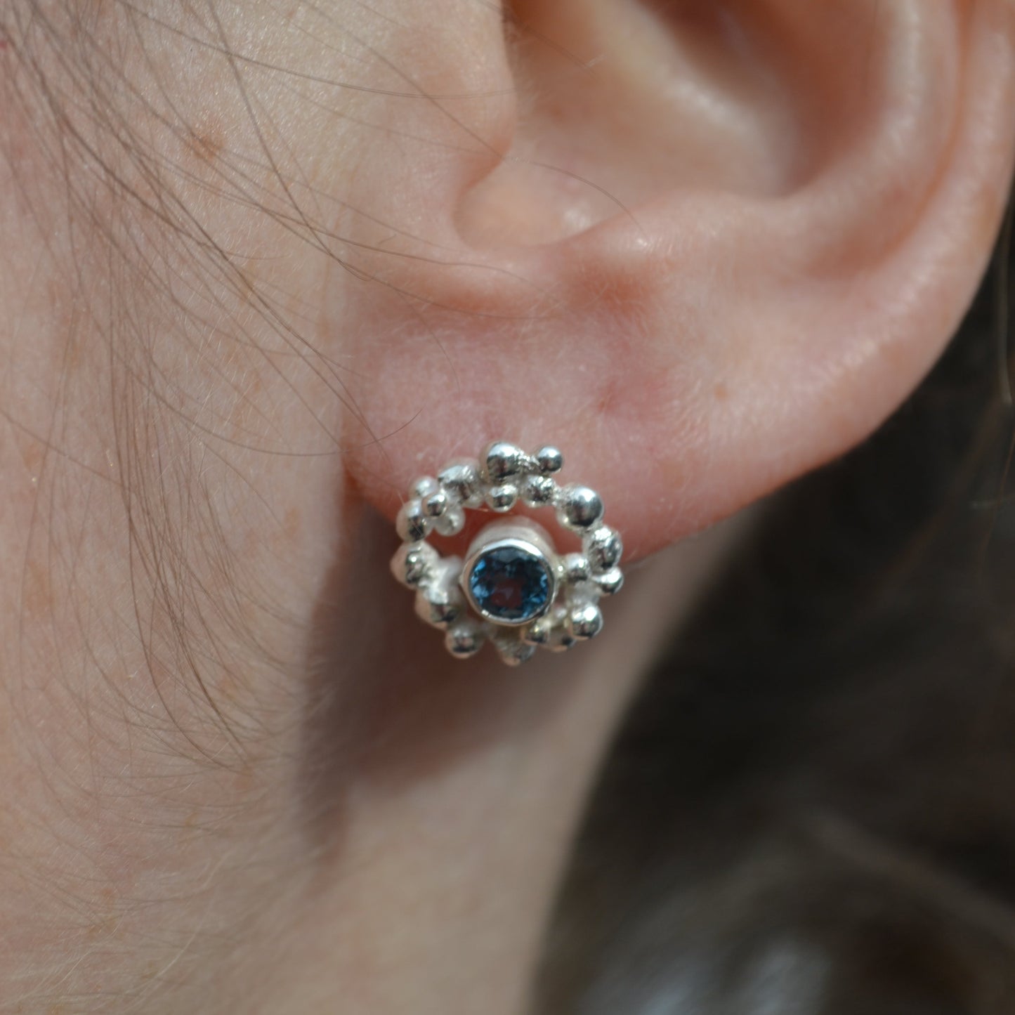 Blue Topaz Silver Stud
