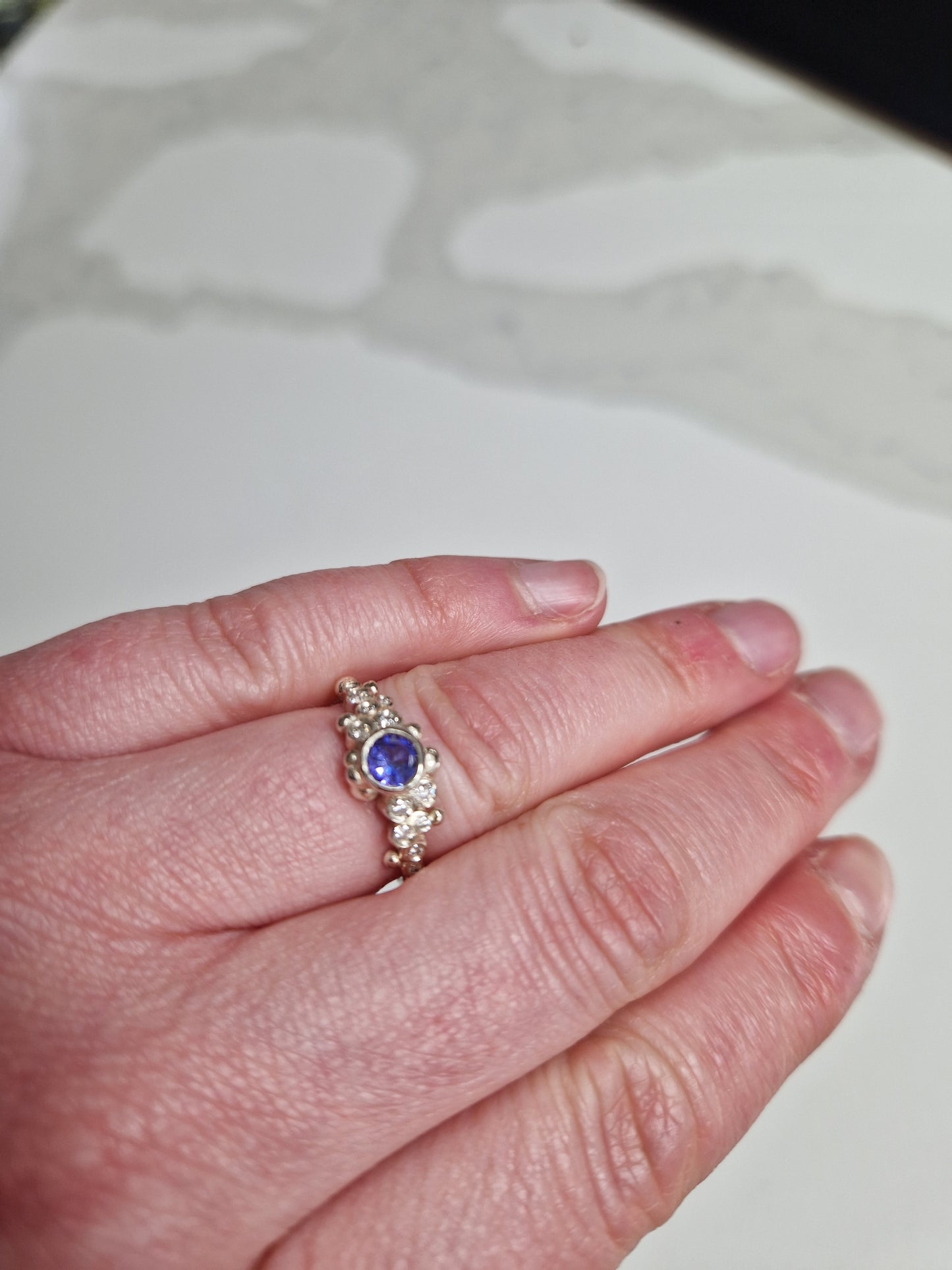 Tanzanite and Diamond Cluster Ring