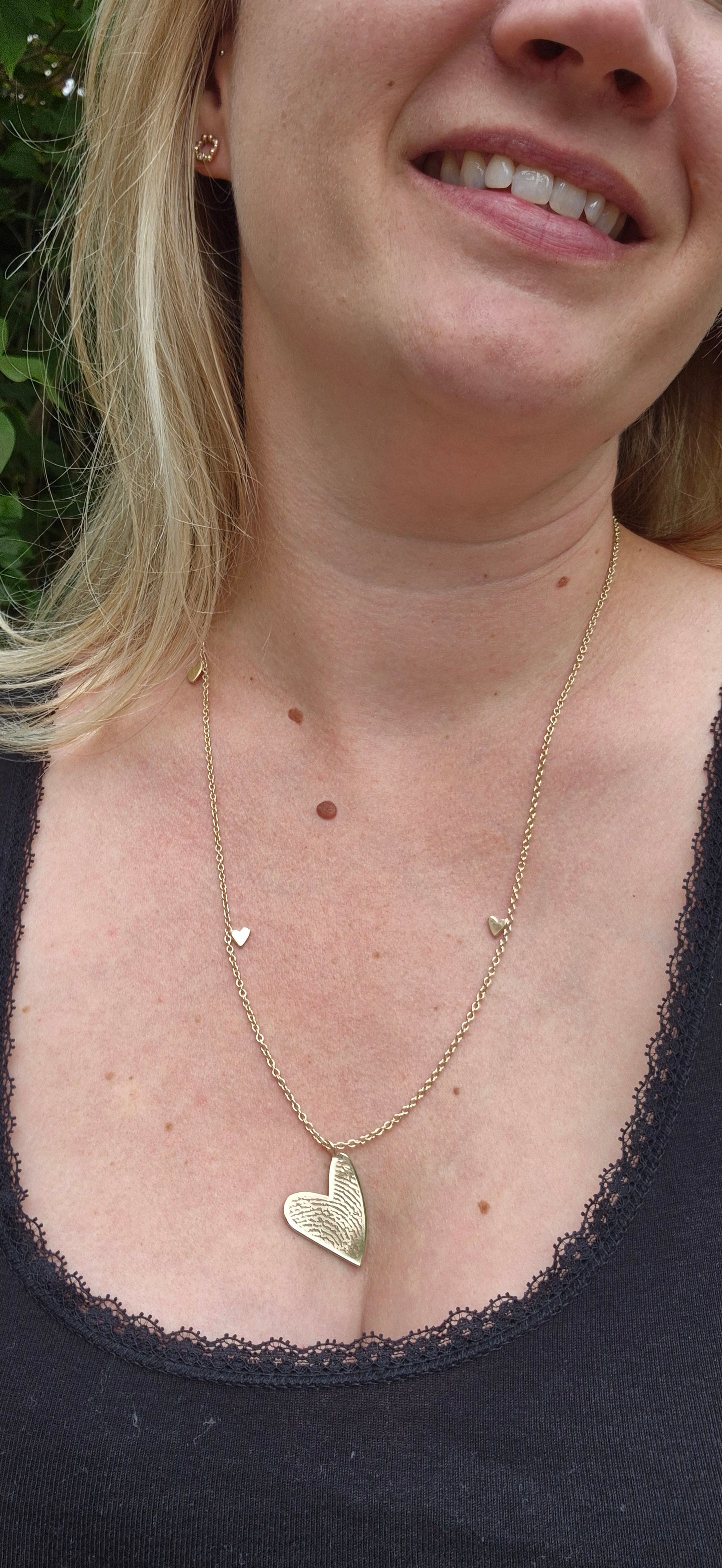 Gold Finger Print Heart Pendant
