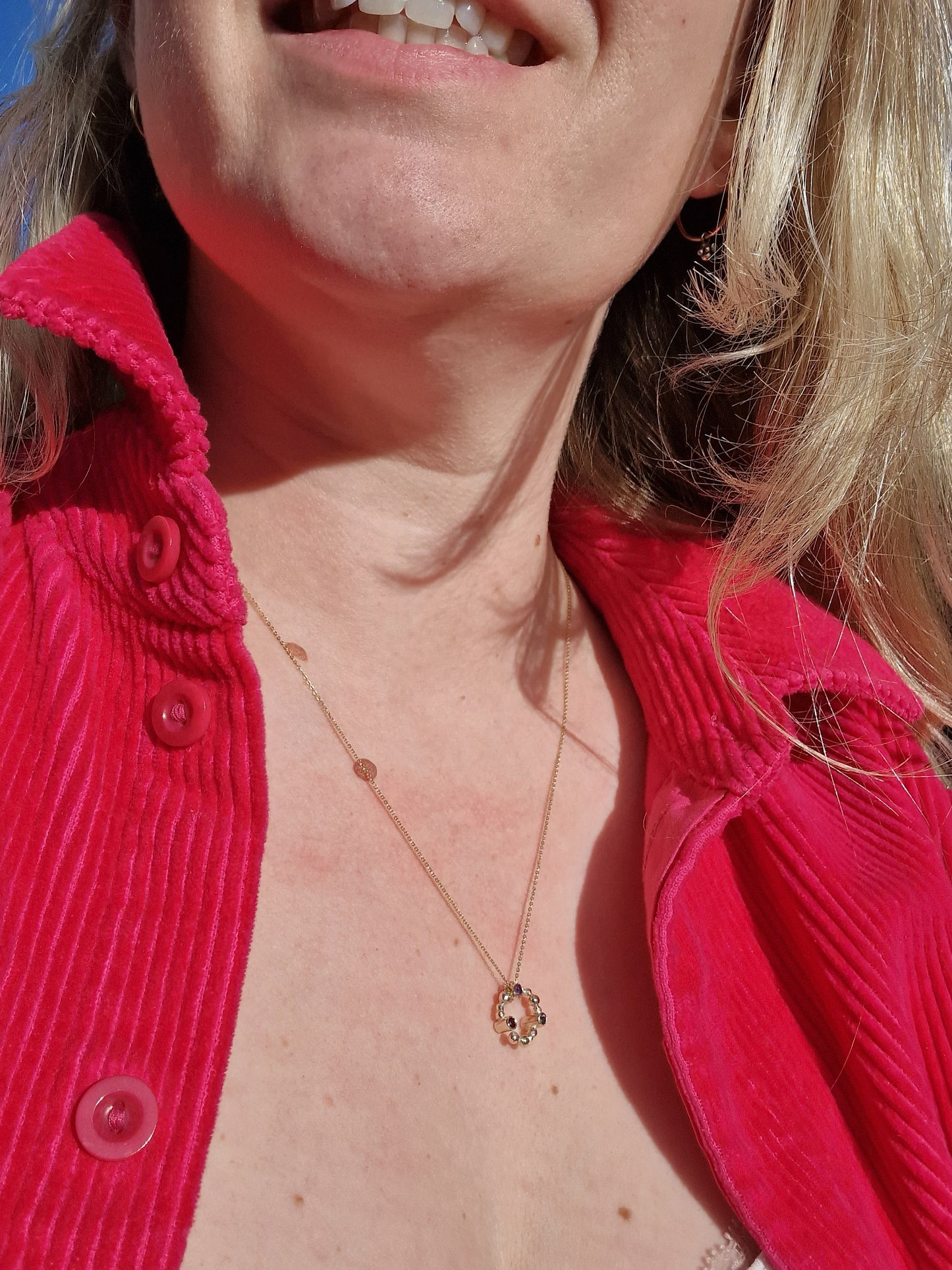 Birthstone and Diamond Gold Orbit Pendant