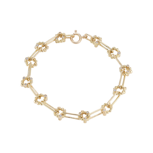 Diamond Gold Paperclip and Orbit Chain