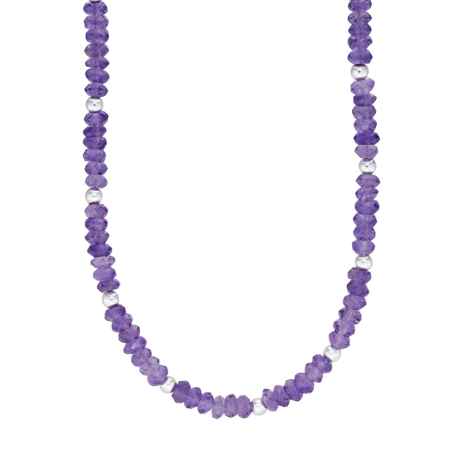 Amethyst and silver bead charm necklace