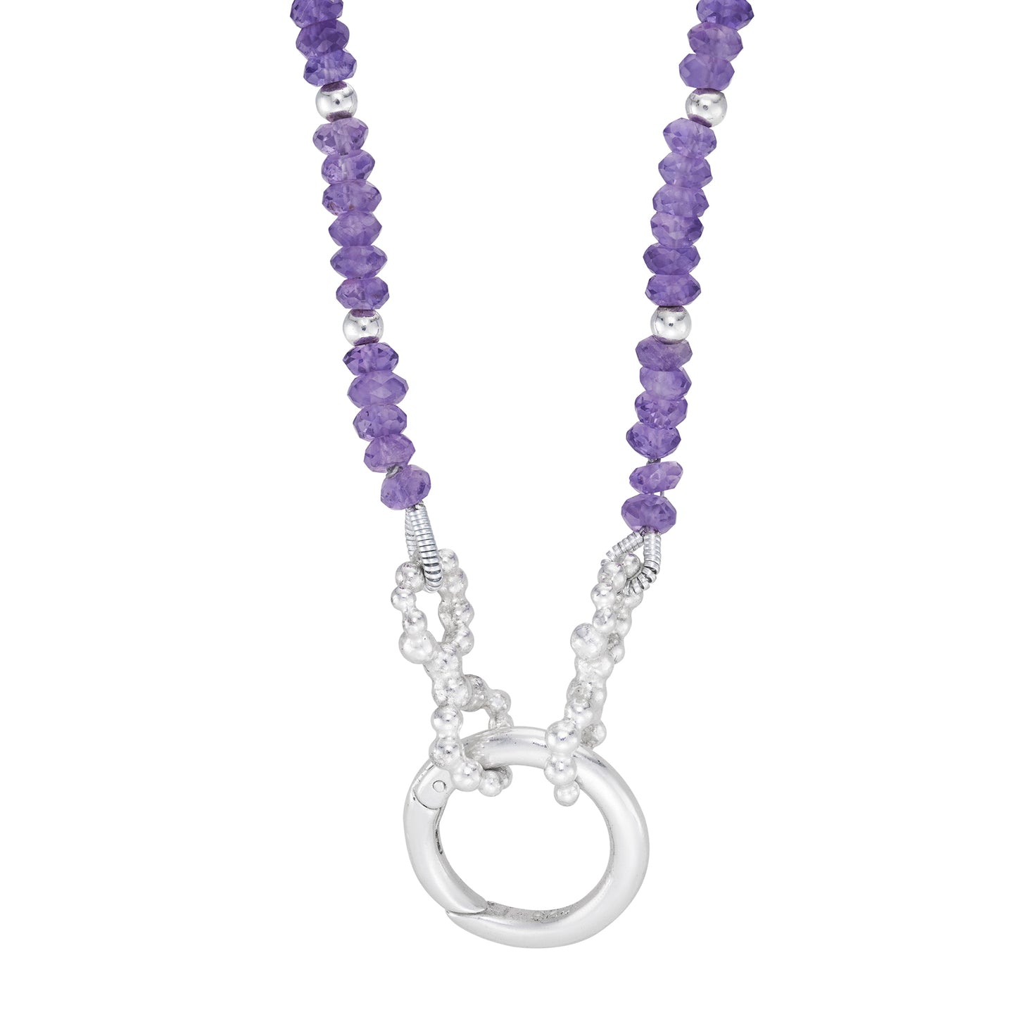Amethyst and silver bead charm necklace