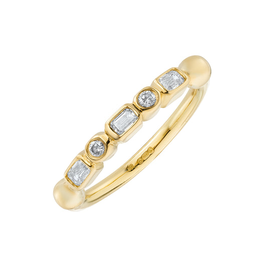 Emerald and Brilliant Cut Diamond Half Eternity Ring