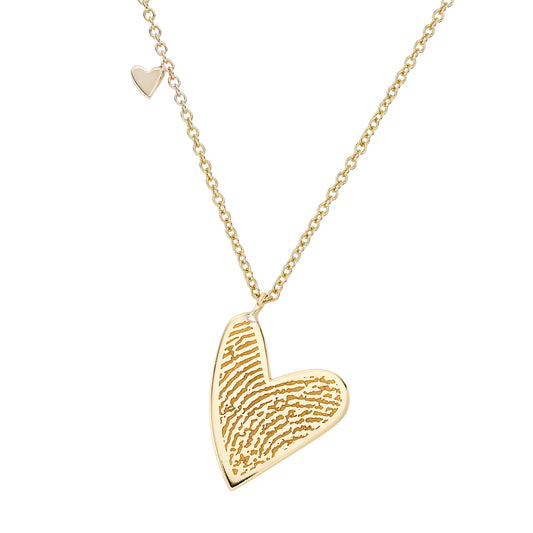 Gold Finger Print Heart Pendant
