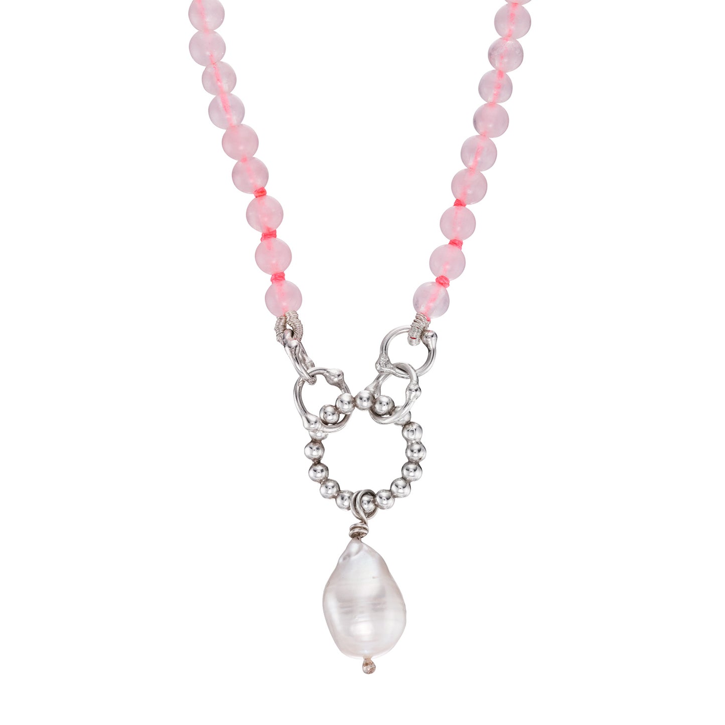 Rose quartz bead necklace