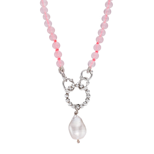 Rose quartz bead necklace