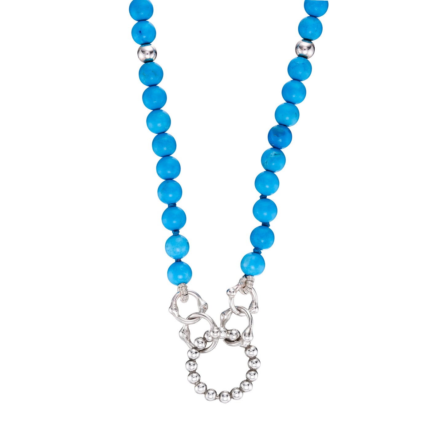 Turquoise and silver bead necklace