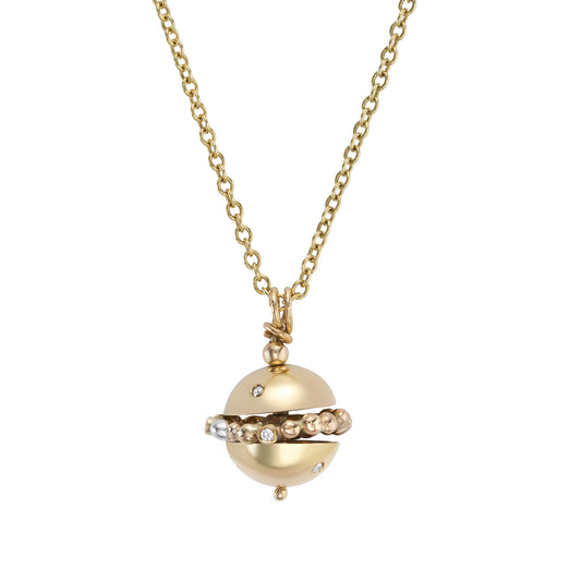 Yellow Gold and Dimond World Pendant