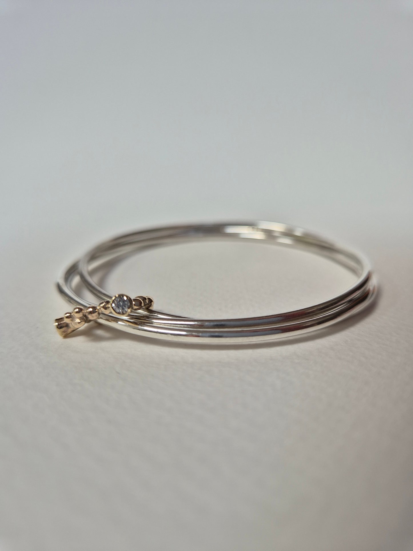Russian Bangle with Gold and Diamond Orbit